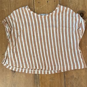 Zara - mustard yellow / white striped tshirt (S)